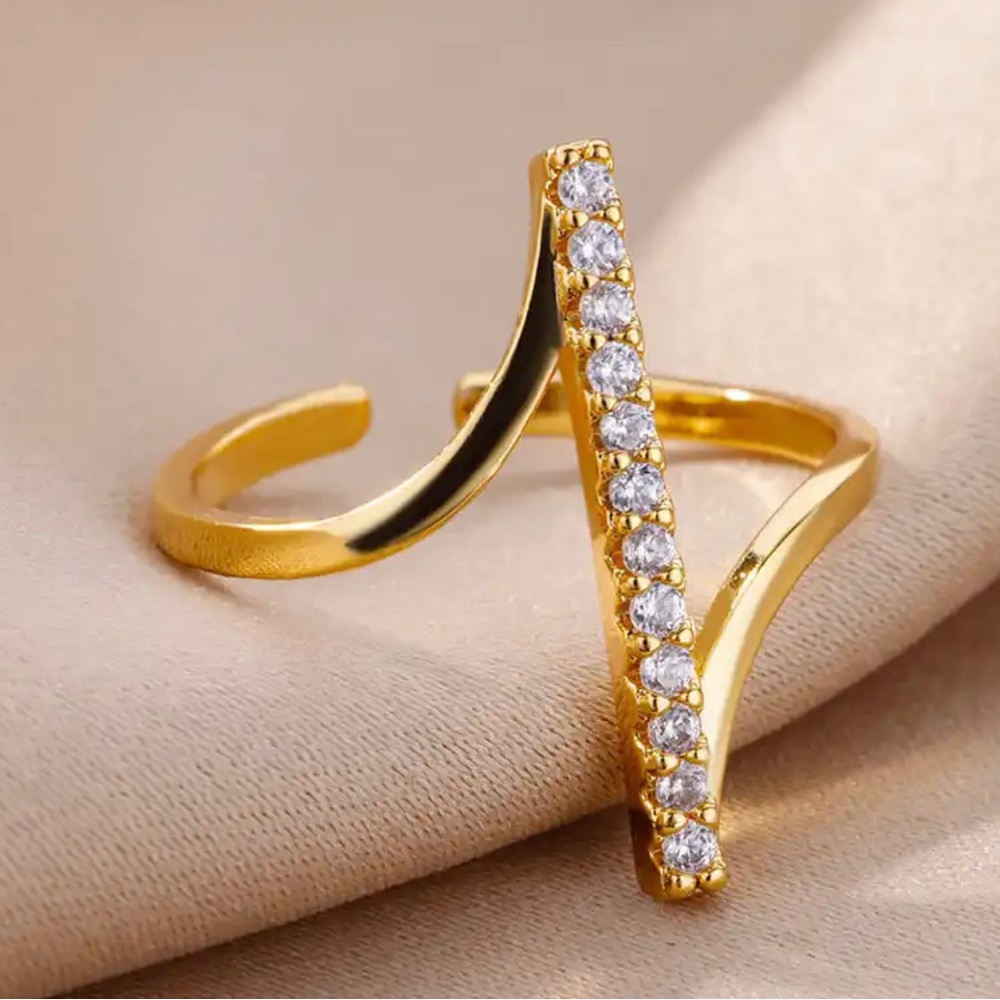 New 18KT Gold  Adjustable Stainless Steel women Ring